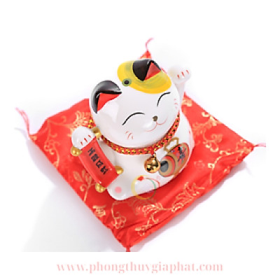 Mèo thần tài may mắn gốm sứ cao cấp MINI|phongthuygiaphat