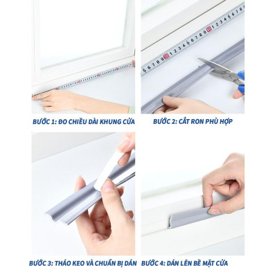 Nẹp Chặn Khe Cửa Sổ Xám, MIếng Chặn Đi Hơi Máy Lạnh, Ron Cửa Chống Bụi Chắn Khe Cửa Ra Vào