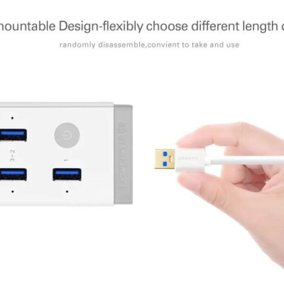 Ugreen UG20296CR116TK Màu Trắng Bộ chia HUB USB 3.0 sang 7 USB 3.0 hỗ trợ nguồn 12V - HÀNG CHÍNH HÃNG