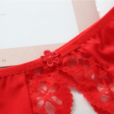 Quần lót nữ ren viền 2 bên khe kèm nơ 5 cánh dáng điệu - Màu đen