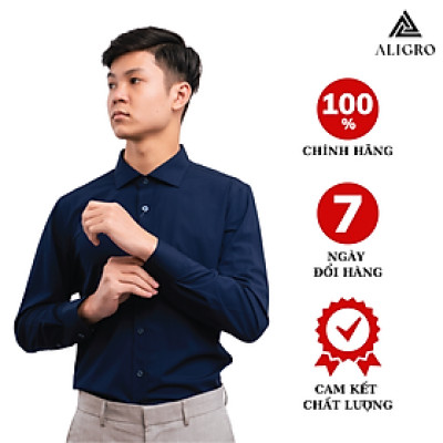 Áo sơ mi dài tay ALIGRO tím than form slimfit  ALGS173