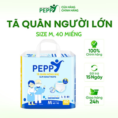 [GÓI LỚN TIẾT KIỆM] Tã/Bỉm Quần Người Lớn, Người Già Peppy Siêu Mỏng, Siêu Thấm, Kháng Khuẩn size M/L (40 Miếng)