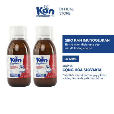 [Mua 2 Tặng 1 Canxi KidWell] 2 Siro Kan Imuno Glukan hỗ trợ miễn dịch nâng cao sức đề kháng cho bé - Chai 120ml