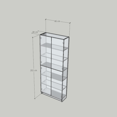 HAPPY FURNITURE , Kệ sách 6 tầng 4 cửa mở - CATY, KSA_078 , 80cm x 30cm x 202cm DxRxC