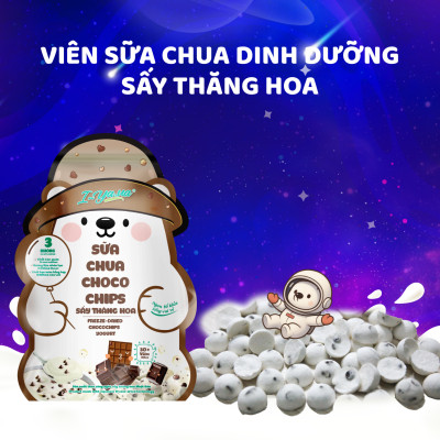 Sữa Chua Sấy Thăng Hoa IYaua Gấu Hạt Nút Vị CHOCO CHIPS Túi 16G - Snack Ăn Vặt Sấy Thăng Hoa
