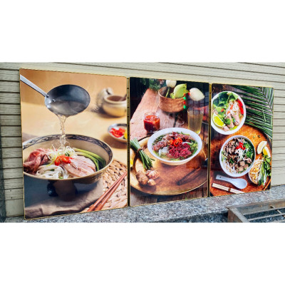 Tranh treo tường trang trí decor quán phở bò 2 tranh có khung kèm đinh treo