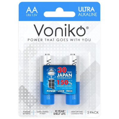 Vỉ 2 Pin Kiềm AA Alkaline - Voniko