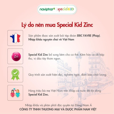 Siro Special Kid Zinc - Bổ sung kẽm cho trẻ đề kháng kém, biếng ăn, kém ăn, tiêu chảy - 125ml - Hàng Chính Hãng