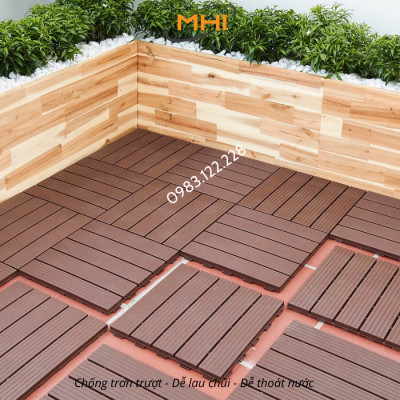 Tấm nhựa lót sàn MHI cao 2 cm, chuyên dụng cho ban công, bể bơi sân vườn PP - kích thước 30 cm x 30 cm x 2 cm