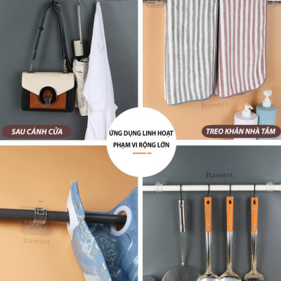 Kẹp Nhựa Dán Tường Đỡ Thanh Treo Rèm Cửa Móc Cố Định Giá Treo Khăn Nhà Tắm Dính Siêu Chắc