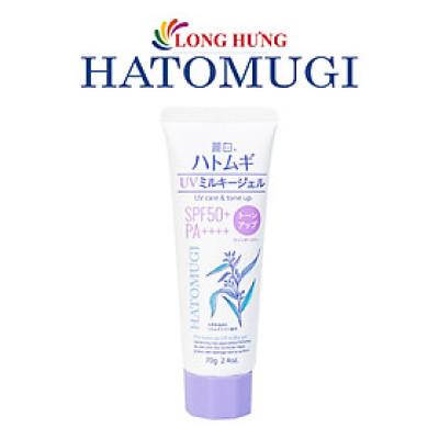 Kem chống nắng nâng tone Hatomugi Kumano Reihaku Tone Up UV Milky Gel SPF50 PA++++ (70g) - Hàng chính hãng