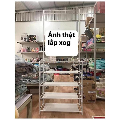 Kệ Giày Dép 4 Tầng Kèm Móc Treo Đồ Thông Minh, Giá Để Giày Dép 4 Tầng Kèm Móc Treo Tiện Lợi Màu Ngẫu Nhiên