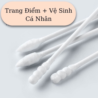 Dụng cụ trang điểm  làm đẹp  sức khỏe - Set hộp 200c tăm bông ráy tai lớn cao cấp với 2 đầu tăm thiết kế hình dáng khác nhau làm sạch sâu bên trong , phù hợp cho mọi người
