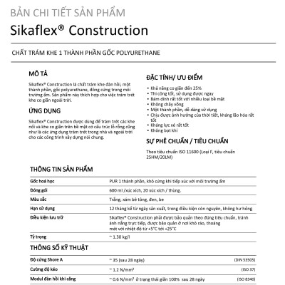 Keo trám khe đàn hồi vĩnh viễn, trám nứt cho tường và sàn - Sikaflex 140 Construction Grey (tuýp 600ml)