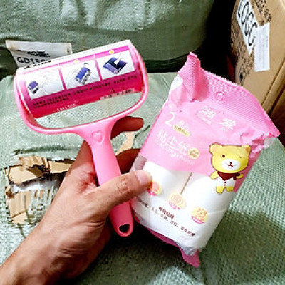 Cây lăn bụi quần áo , ghế Sofa - Tặng kèm 2 lõi lăn - Hàng chính hãng