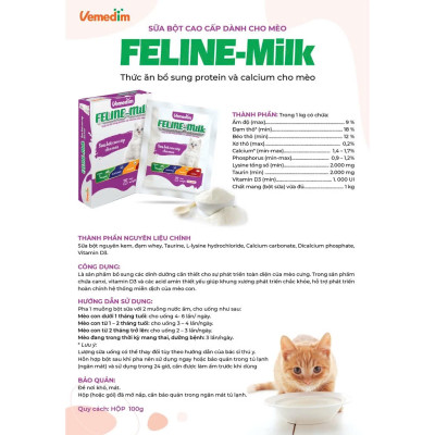 Sữa Bột cho Mèo Vemedim Feline Milk Giúp giúp Mèo Phát triển Khỏe mạnh - Gói 100g