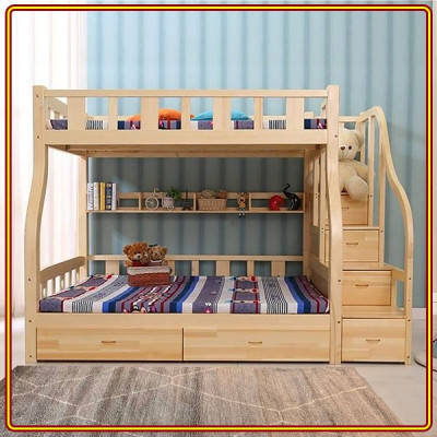 Giường tầng Decor OBA gỗ thông đẹp chi tiết chất lượng loại I Tundo Trên 1m/Dưới 1m2