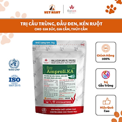 Five-Amproli.KA - Cầu trùng, đầu đen, kén ruột, phân lẫn m.á..u, gói 1KG