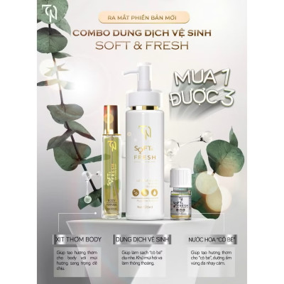 Dung Dịch Vệ Sinh Phụ Nữ Soft & Fresh tặng kèm nước hoa vùng kín và nước hoa body Đông Anh Collagen X3