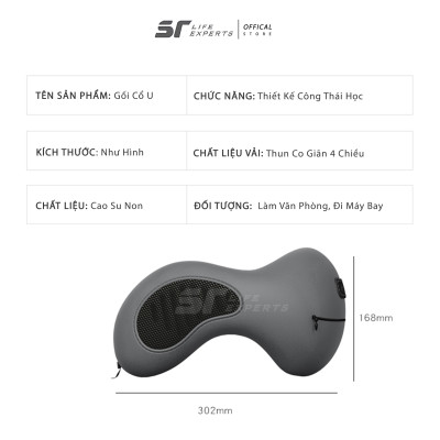 Gối Cổ Văn Phòng Chữ U, Kê Cổ Cao Su Non Công Thái Học Chống Đau Mõi Vai Gáy, Tựa Cổ Đi Máy Bay, Ô Tô, Du Lịch - Sairui