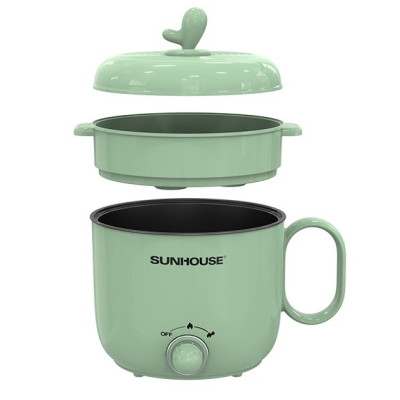 Ca lẩu điện 1.5L Sunhouse SHD4515G - 800W, 4 chức năng, phù hợp cho 1-2 người - Lòng nồi inox, chống dính Flead an toàn - Hàng chính hãng