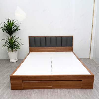Giường ngủ MDF Tundo HLMCT bọc nệm kèm hộc kéo lựa chọn màu ván nệm bọc KT 1m6/1m8