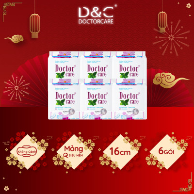 Combo 6 Băng vệ sinh hàng ngày  thảo dược Doctor Care 16 cm siêu khô thoáng cả ngày dài