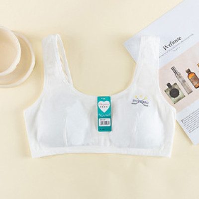 Áo Lót Nữ Áo Lá Học Sinh Cotton Trơn Mút Liền Thông Hơi Cài Sau 3 Móc 1387