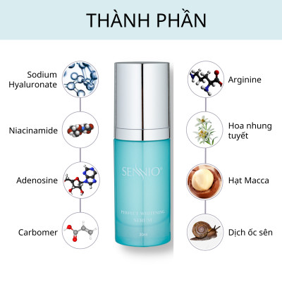 Serum trắng da Sennio Perfect Whitening Serum dưỡng ẩm da mặt tái tạo và phục hồi da 30ml SNO 828