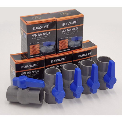 Bộ 5 van PVC siêu nhẹ dùng cho ống nước 34mm Eurolife EL-VD34 (Xám xanh)