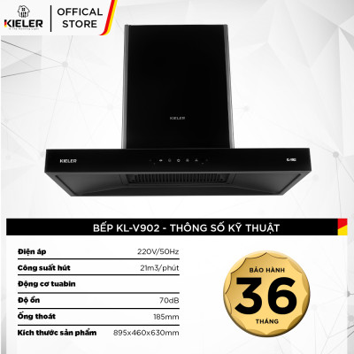 Máy hút mùi gắn tường Kieler KL-V902 công suất hút cao, điều khiển cảm ứng - Hàng Chính Hãng Miễn Phí Vận Chuyển Và Lắp Đặt