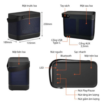 LOA B&O BEOLIT 20 Công suất 70W Pin 8H - Hàng Chính hãng - ZAMACO AUDIO