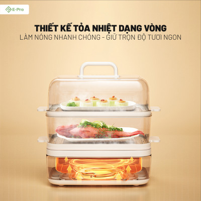[Hàng chính hãng] Nồi lẩu hấp 3 tầng E-PRO, dung tích 18L, công suất 1200W
