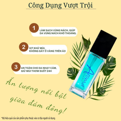 COMBO 3 Lọ Xịt Khử Mùi Toàn Thân AROMA 50ml, Giúp Ngăn Tiết Mồ Hôi, Khử Mùi Hôi Nách, Không Ố Vàng