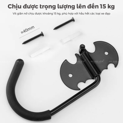 Móc treo xe đạp địa hình nằm dọc (bản lề rộng) gắn tường BG-259, giá trưng bày xe đạp móc sắt - Mai Lee