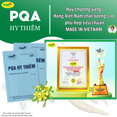 PQA Hy Thiêm là dược phẩm thảo dược giúp bổ huyết,mạnh gân cốt, hỗ trợ đau nhức xương khớp cho người bị phong thấp, đau nhức xương khớp.