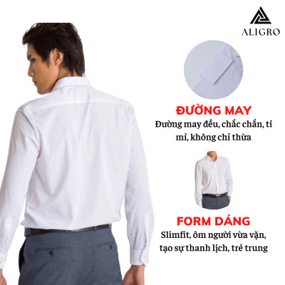 Áo sơ mi nam dài tay ALIGRO trơn màu trắng, chất liệu bamboo sợi tre, thoáng mát, thân thiện với làn da ALGS154