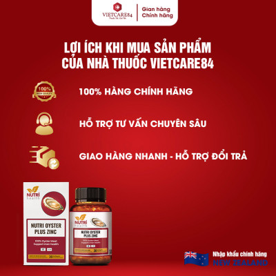 Viên Uống Tinh Chất Hàu New Zealand NUTRI OYSTER PLUS ZINC 60 Viên