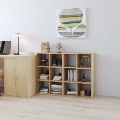 HAPPY FURNITURE , COMBO 2 kệ sách 6 ngăn - CHANN, KSA_103 , 108cm x 28cm x 80cm DxRxC