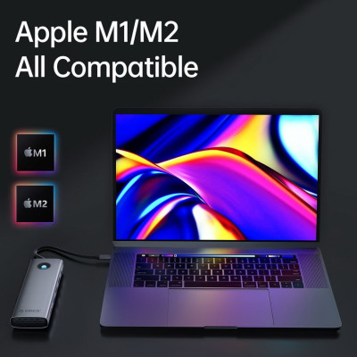 Bộ chuyển đổi đa năng 6 trong 1 cổng Type-C Orico PW11-6P-GY-EP - Hàng Chính Hãng