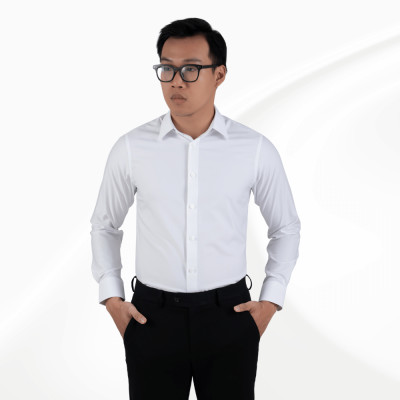 Áo sơ mi nam dài tay màu trắng không túi GENTITI by Thái Tuấn -  1C803HAKT101