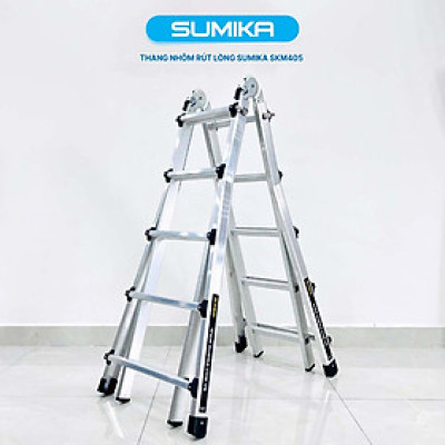 Thang nhôm rút lồng đa năng SUMIKA SKM405 - Chữ A cao nhất 2.5m, chữ I cao nhất 5.0m, tải trọng 300kg