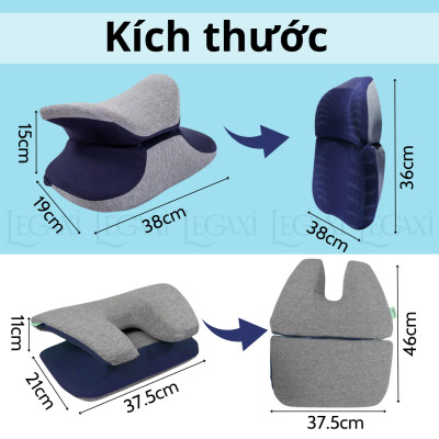Gối Ngủ Văn Phòng Kết Hợp Tựa Lưng Cao Su Non Gối Kê Đầu Úp Mặt Công Thái Học Giảm Đau Lưng Cổ Vai Gáy Tê Tay Legaxi