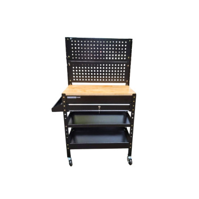 XE ĐẨY DỤNG CỤ 1 NGĂN KÉO CÓ MẶT BÀN GỖ VÀ TẤM TREO