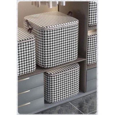 Giỏ Đựng Đồ Sọc Caro Trắng Đen – Gấp Gọn, Đa Năng,  Dày Dặn, Dùng Cho Gia Đình, Du Lịch, Dọn Nhà