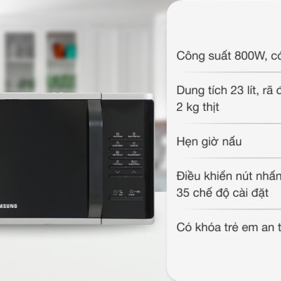 Lò vi sóng tráng men Samsung Dòng vi sóng 23L (MS23K3513AS)- Hàng chính hãng