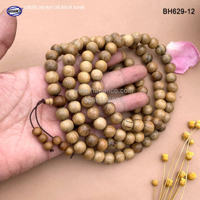 Chuỗi/Tràng 108 hạt 12ly gỗ Bách Xanh cổ thụ - chuyên dùng để lần tràng hạt (BH629-12) Tĩnh tâm, An Yên