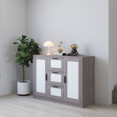 HAPPY FURNITURE , Tủ lưu trữ 3 ngăn kéo 2 cửa mở - TASY ,TLT_062 , 135cm x 50cm x 100cm DxRxC