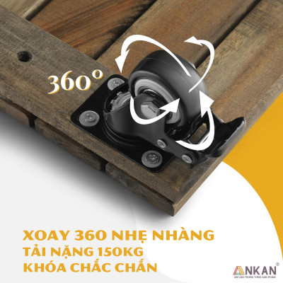Kệ Chậu Cây Có Bánh Xe Hình Vuông, Cạnh 30cm, Màu Đen, Thích Hợp Để Chậu Cây Trong Nhà, Ngoài Ban Công, Sân Vườn, Tải 150Kg, Di Chuyển Êm Ái, Nhẹ Nhàng