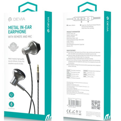 Tai nghe Devia Metal In-Ear kèm điều khiển và mic - Hàng chính hãng